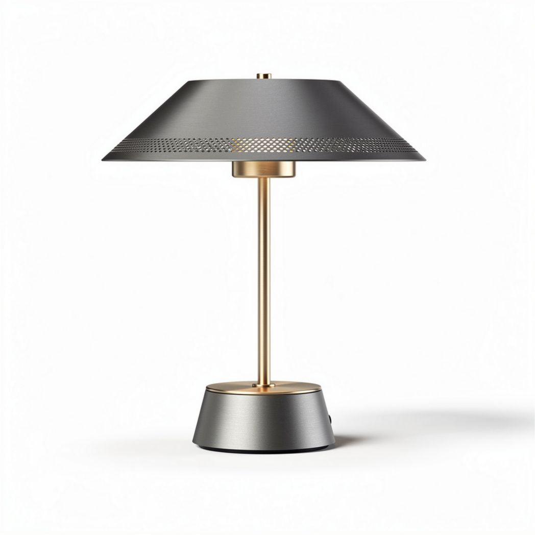 Tafellamp van metaal met gouden accenten en zwart afgewerkt kap 30 x 30 x 45cm