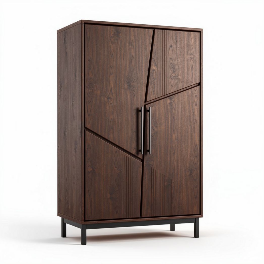 Houten kast met moderne uitstraling en metalen poten 80 x 40 x 130cm