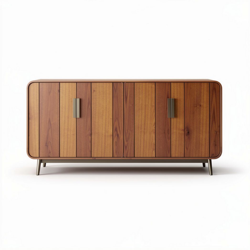 Houten kast voor opslag met metalen handgrepen 120 x 40 x 60 cm