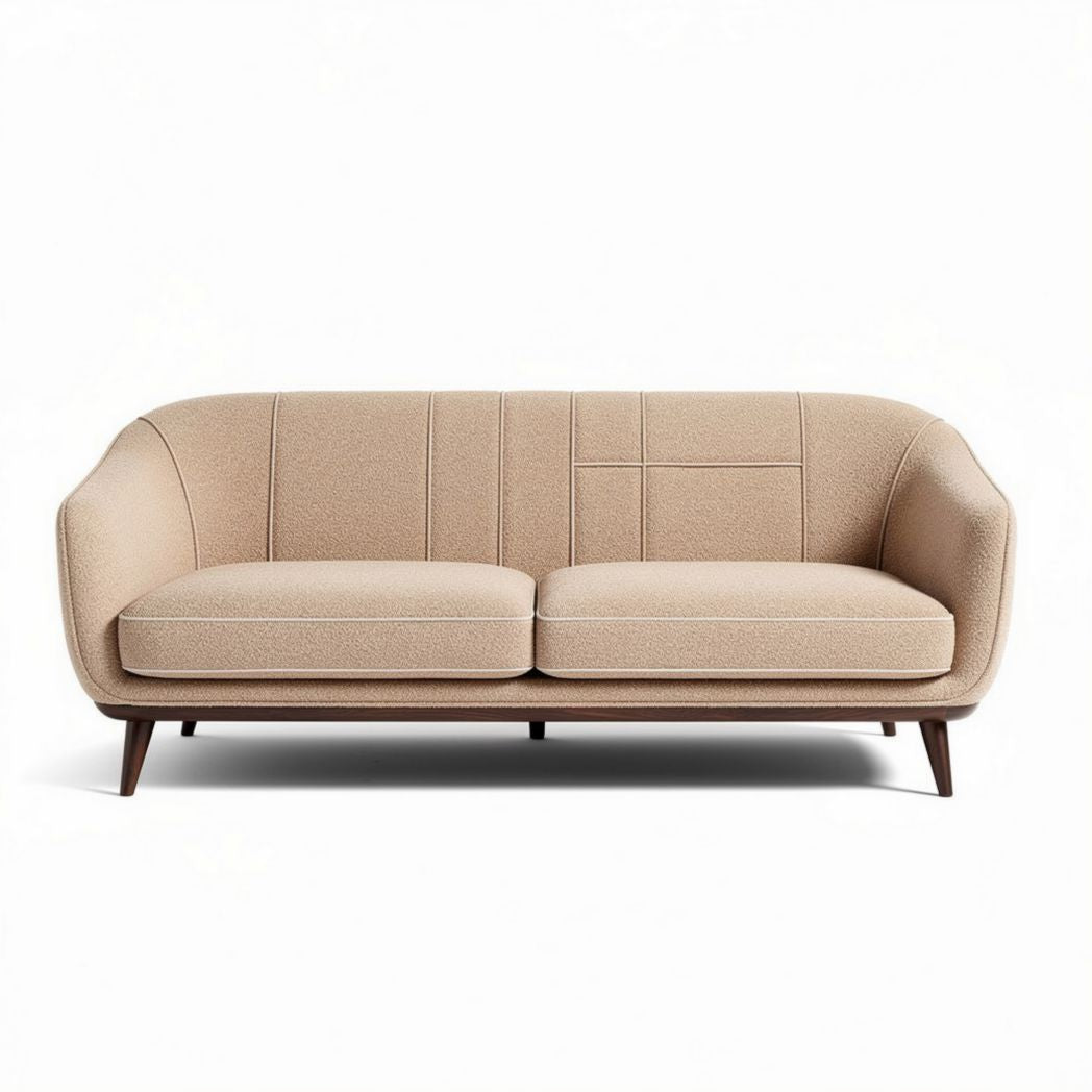Beige stoffen bank met houten poten 200 x 85 x 75 cm