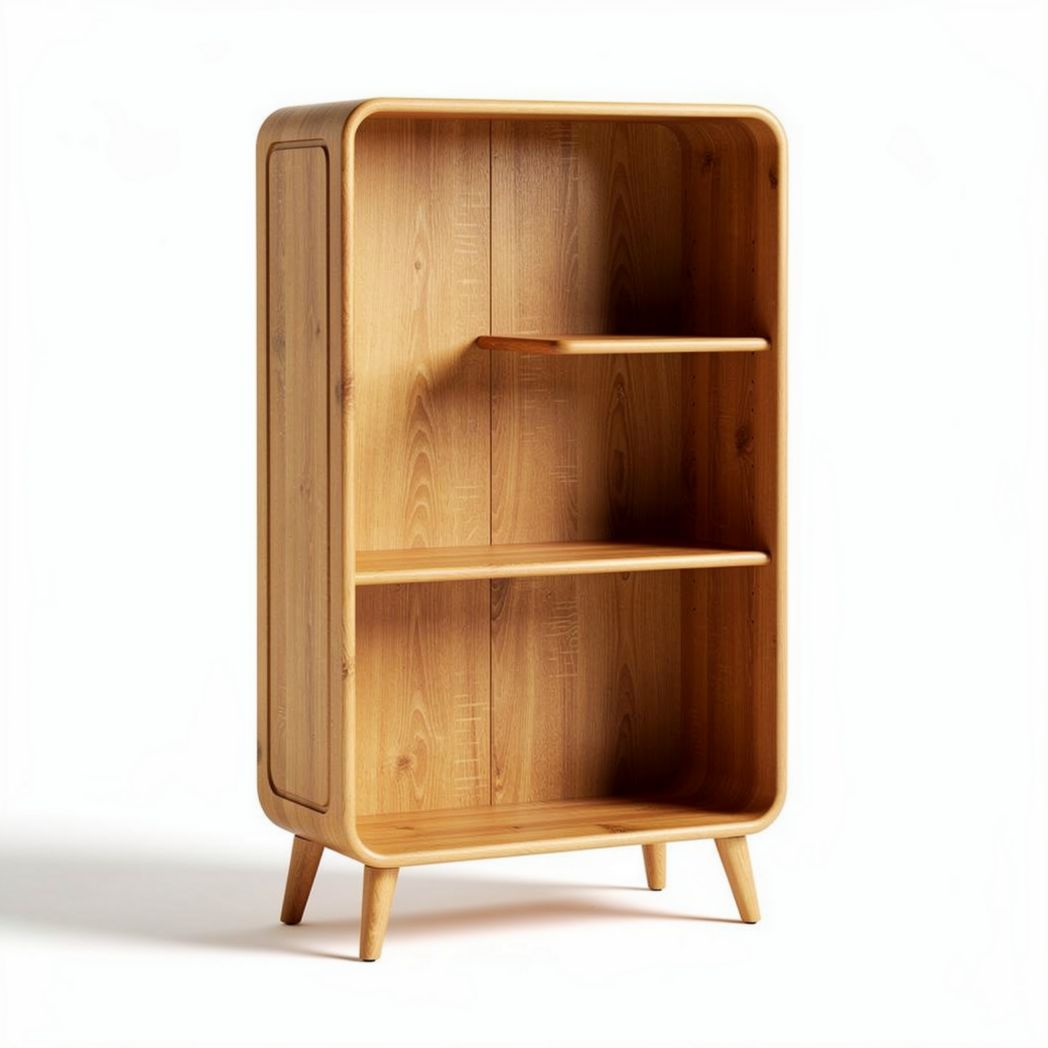 Houten boekenkast met twee planken en afmetingen van 70 x 40 x 120cm