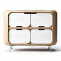 Houten kast met witte lades voor woon- en opbergruimte 90 x 45 x 70cm