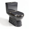 Grijze toiletpot met gouden details afmetingen 68 x 37 x 77cm