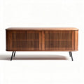 Houten tv-meubel met slatdesign en metalen poten 150 x 40 x 60cm