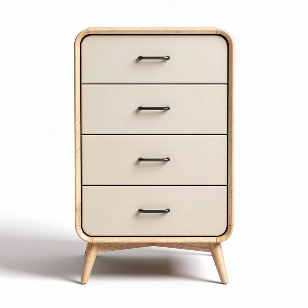 Ladenkast met vier lades van hout en MDF in lichtbeige 40 x 30 x 80cm