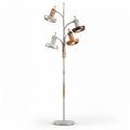 Vloerlamp met vier verstelbare lichtbronnen aluminium en hout 100 x 30 x 180cm